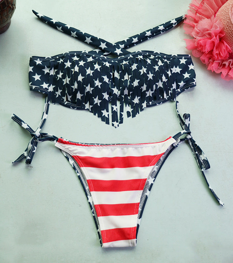 Tassel American Flag Bikini