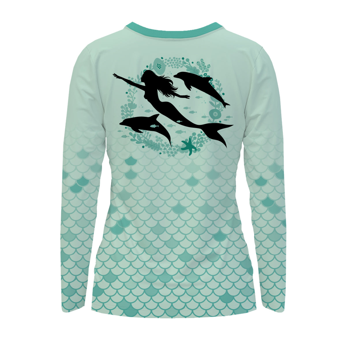 Women's Mermaid & Dolphins Performance Long Sleeve Shirt with Mermaid –  Tops & Tails Boutique