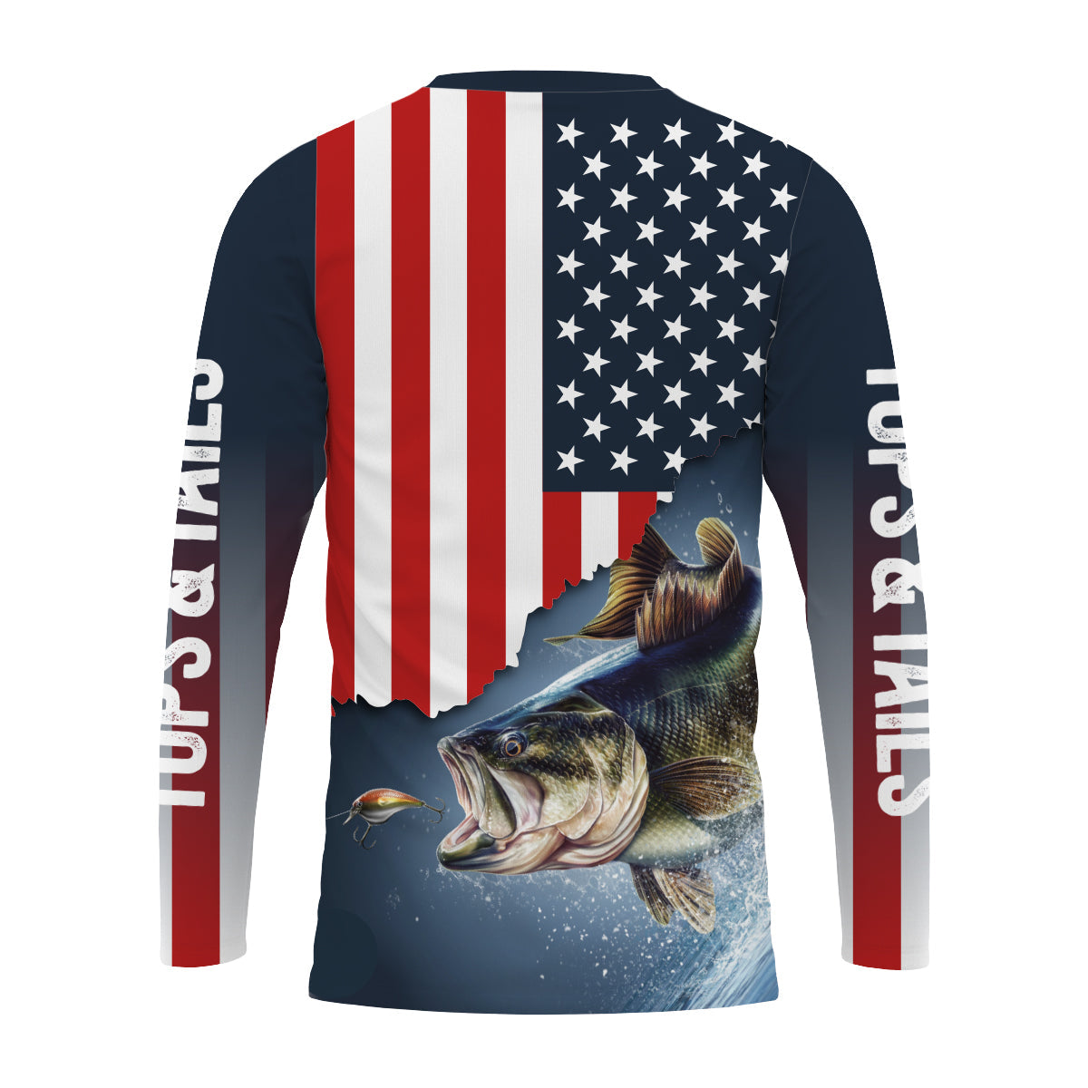 Hoodie USA Flag Bass Long Sleeve Performance Shirt - Made in the USA