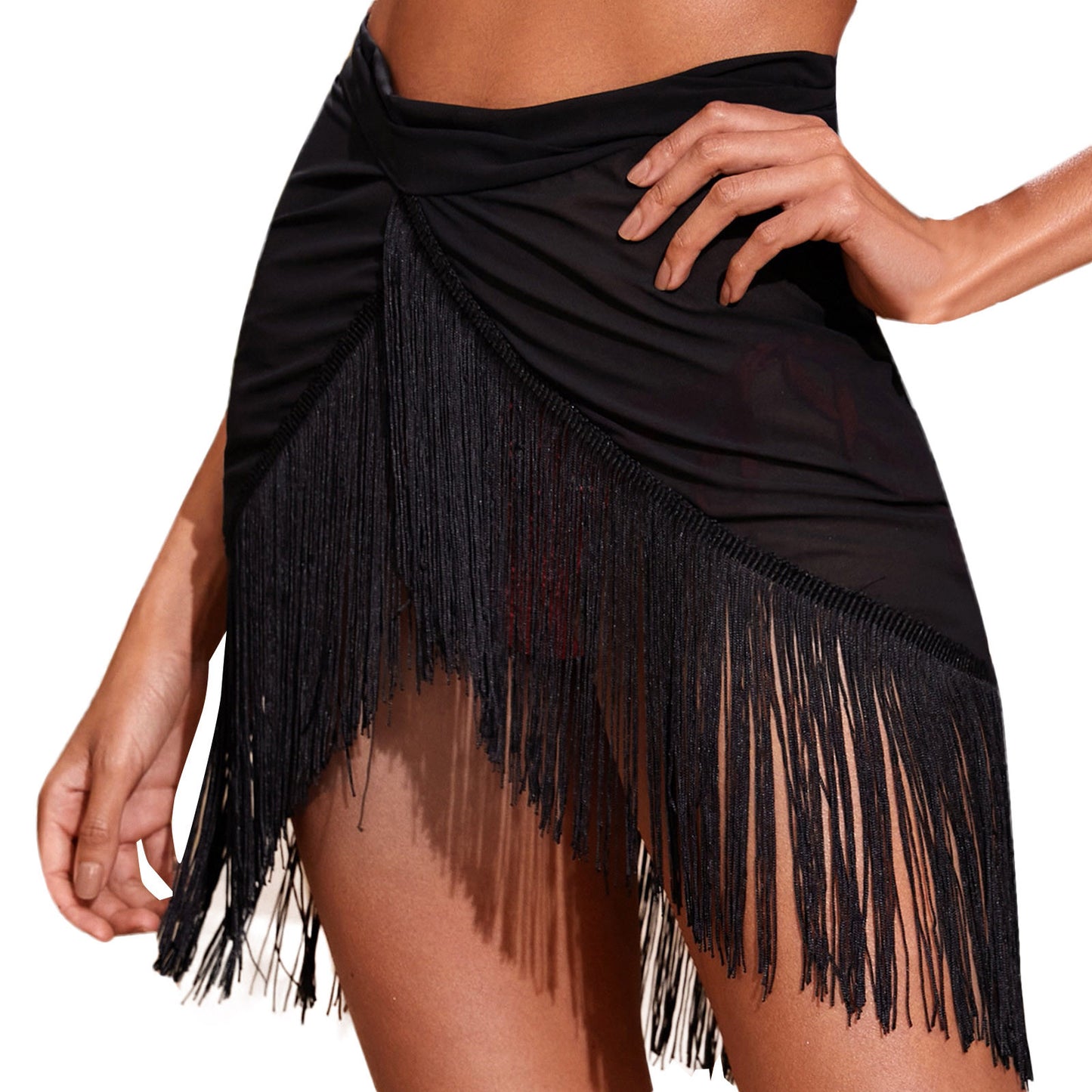 Ladies Mesh Swimsuit Cover Up Fringe Skirt