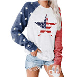 Round neck pullover flag long sleeves