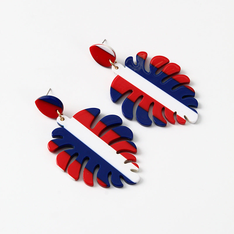 Red, White And Blue Stripes Acetate Earrings