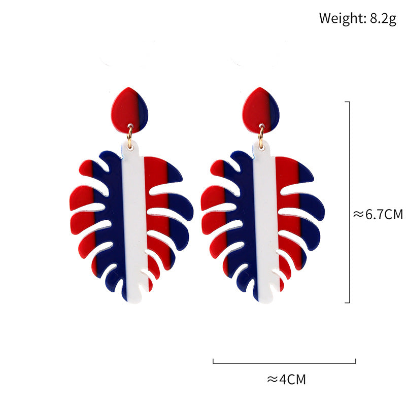 Red, White And Blue Stripes Acetate Earrings