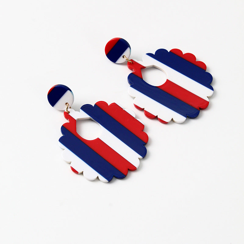 Red, White And Blue Stripes Acetate Earrings