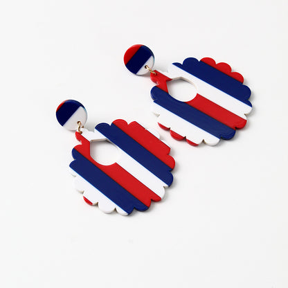 Red, White And Blue Stripes Acetate Earrings