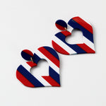 Red, White And Blue Stripes Acetate Earrings