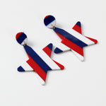 Red, White And Blue Stripes Acetate Earrings