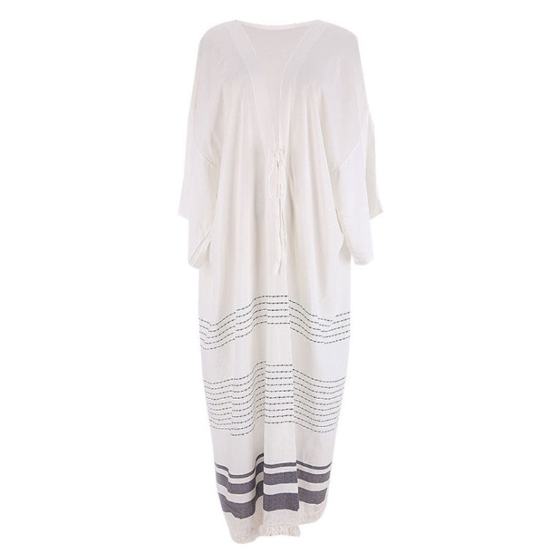 Crochet Knitted White Beach Pareo Dress Long Tunic Pareos Woman Cover Ups Robe De To Cover Up Plage Coats