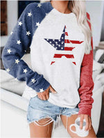 Round neck pullover flag long sleeves