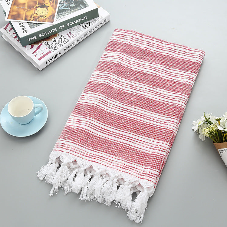 Tassel stripe beach cotton children towel