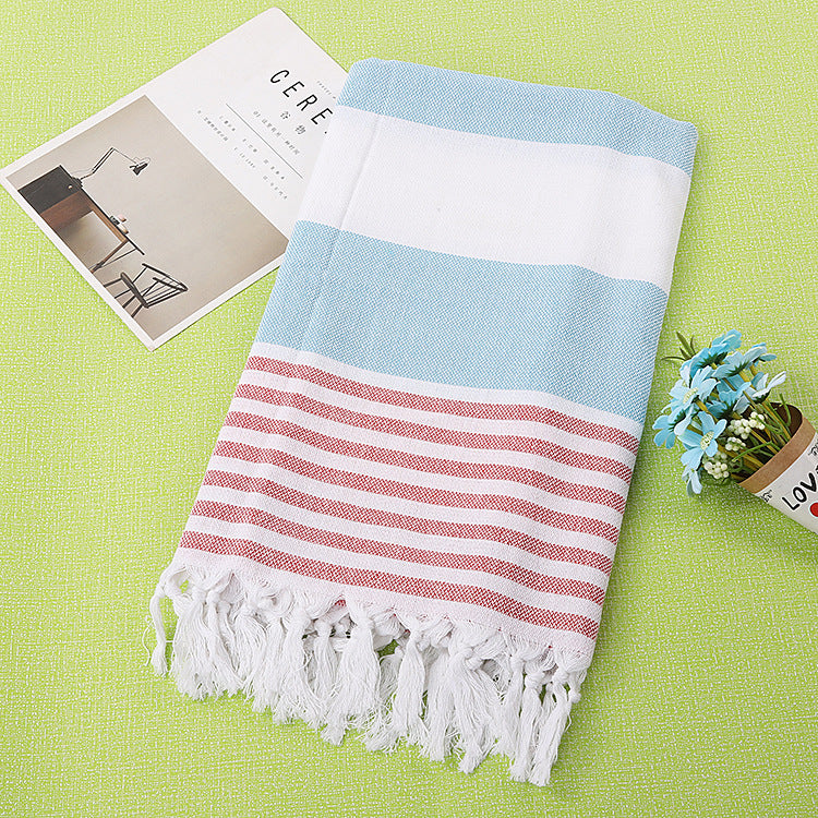 Tassel stripe beach cotton children towel