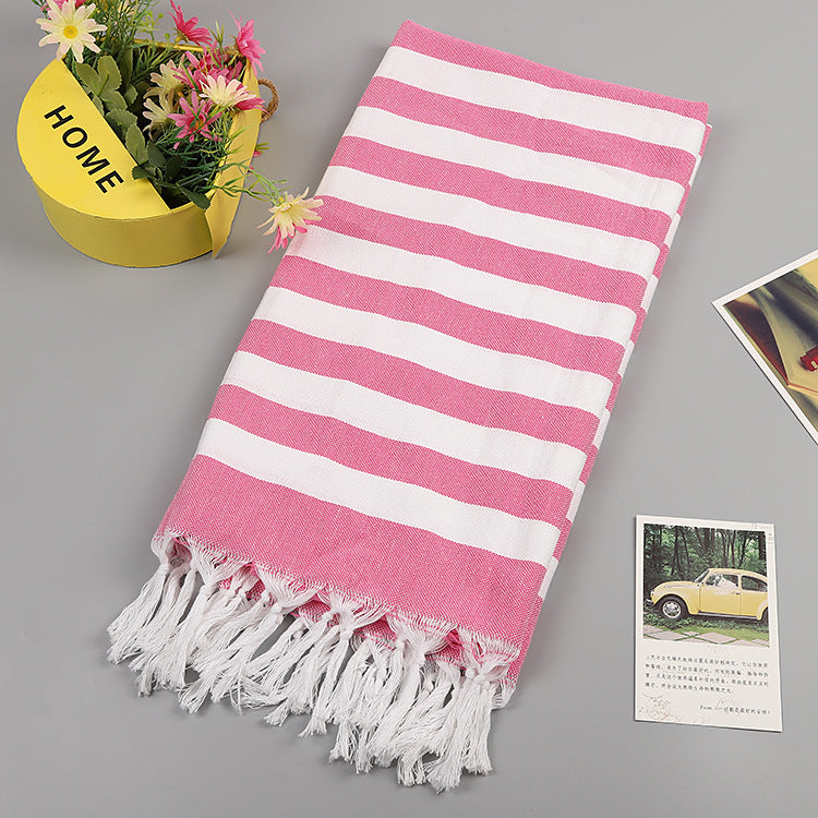 Tassel stripe beach cotton children towel