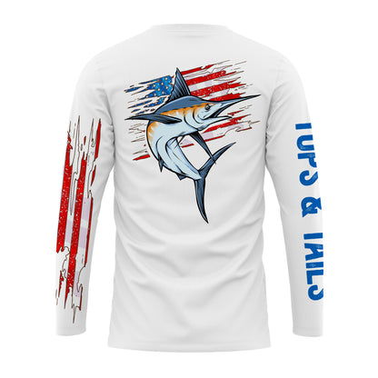 Patriotic Marlin Performance Long Sleeve UPF 50   - Made in the USA