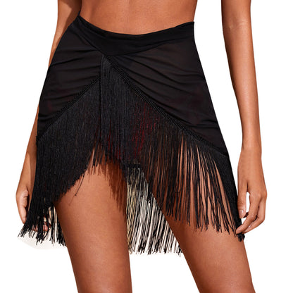 Ladies Mesh Swimsuit Cover Up Fringe Skirt