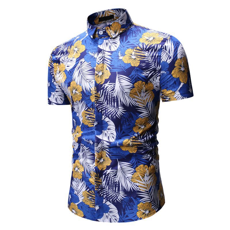 Summer Beach Short-sleeved Floral Shirt