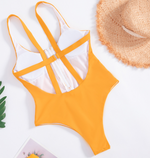 Bikini Zip Stripe One Piece Swimsuit