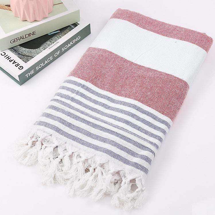 Tassel stripe beach cotton children towel