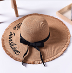 Beach beach big hat embroidered letters raw edge