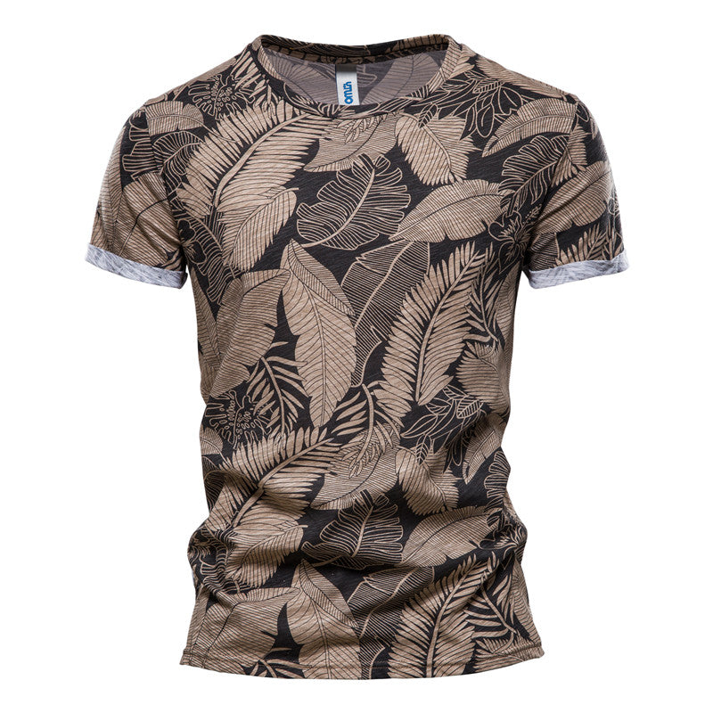 Casual Men's Summer Slim Short-sleeved Beach Style Shirt