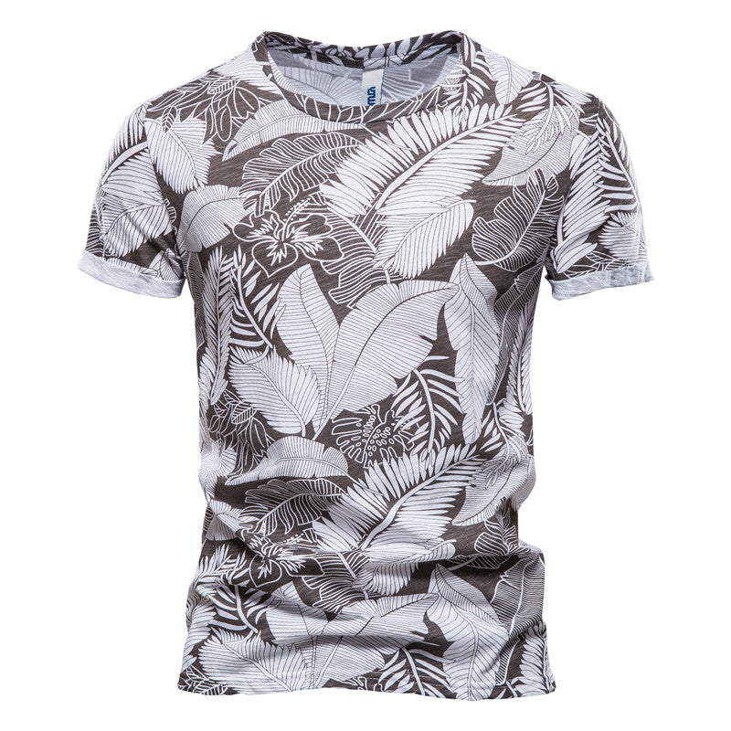 Casual Men's Summer Slim Short-sleeved Beach Style Shirt