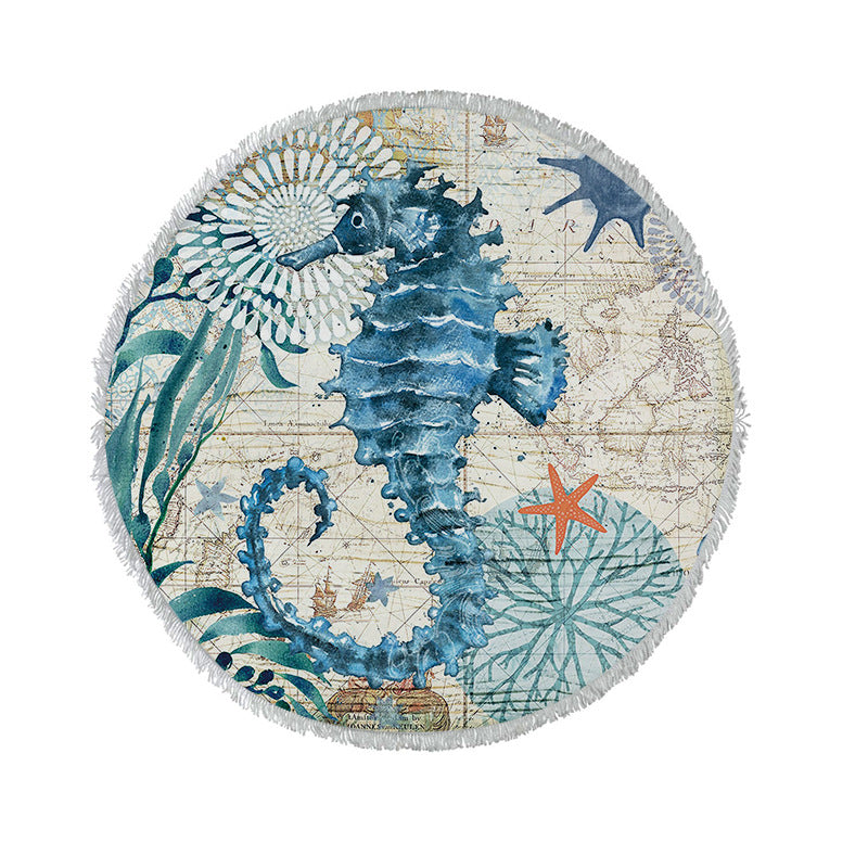 Ocean Turtle Tassel Round Beach Towel Available in Different Styles