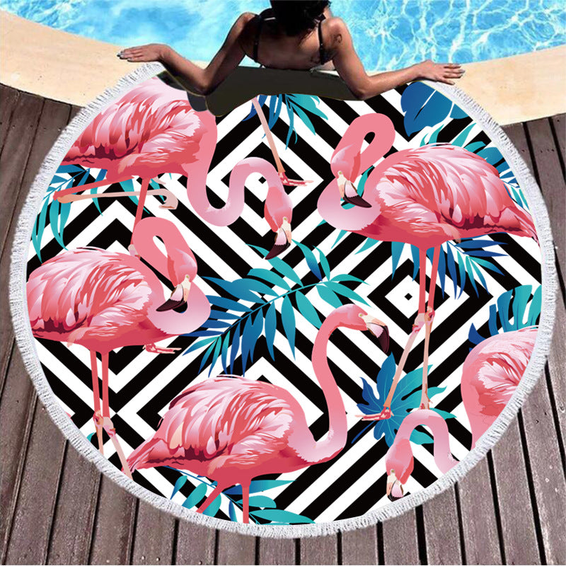 Flamingo Round Beach Towel in Multiple Patterns