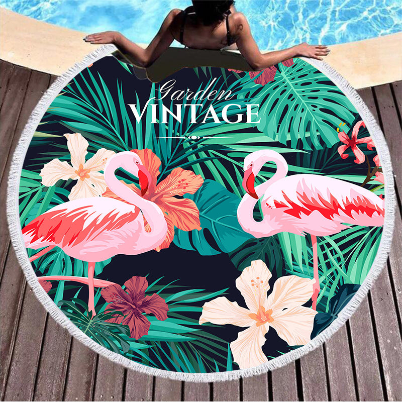 Flamingo Round Beach Towel in Multiple Patterns