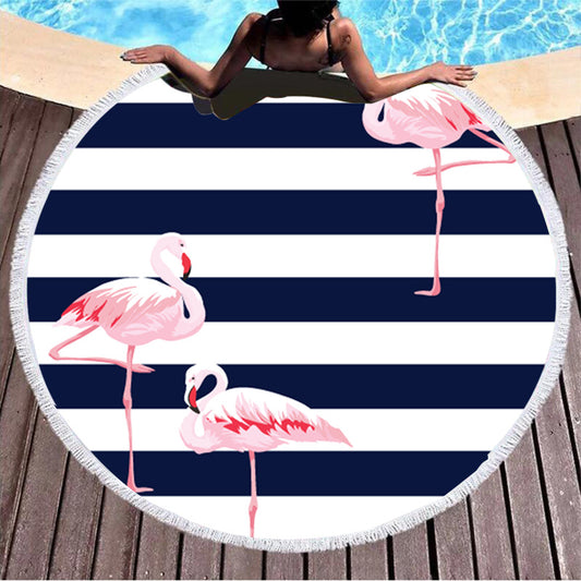 Flamingo Round Beach Towel in Multiple Patterns