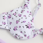 Gathered Bikini New One-piece Pink Flower  Swimsuit