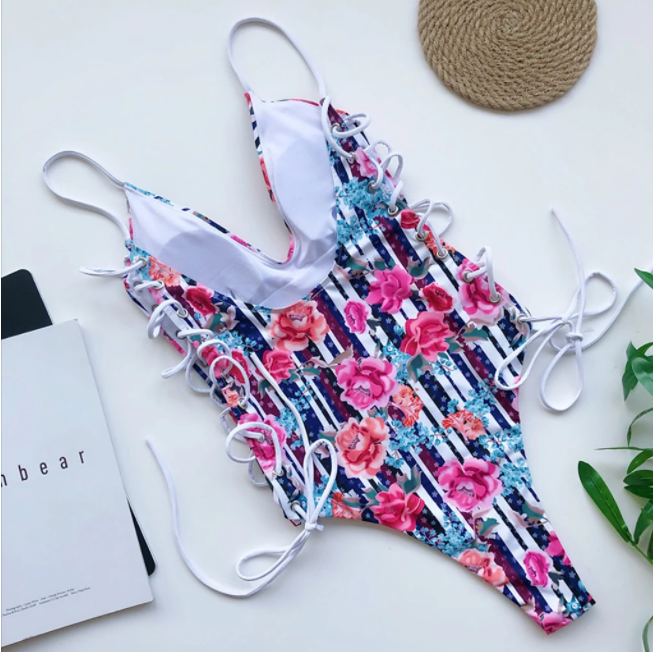 Pink Flower One-Piece Swimsuit