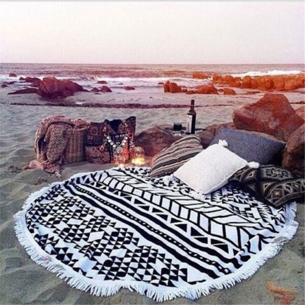 Round Fringed Beach Towel Microfiber In Different Styles