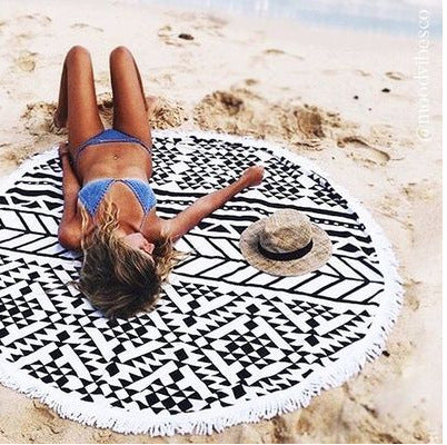 Round Fringed Beach Towel Microfiber In Different Styles