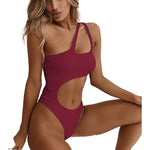 One-piece Swimsuit Solid Color One-Shoulder