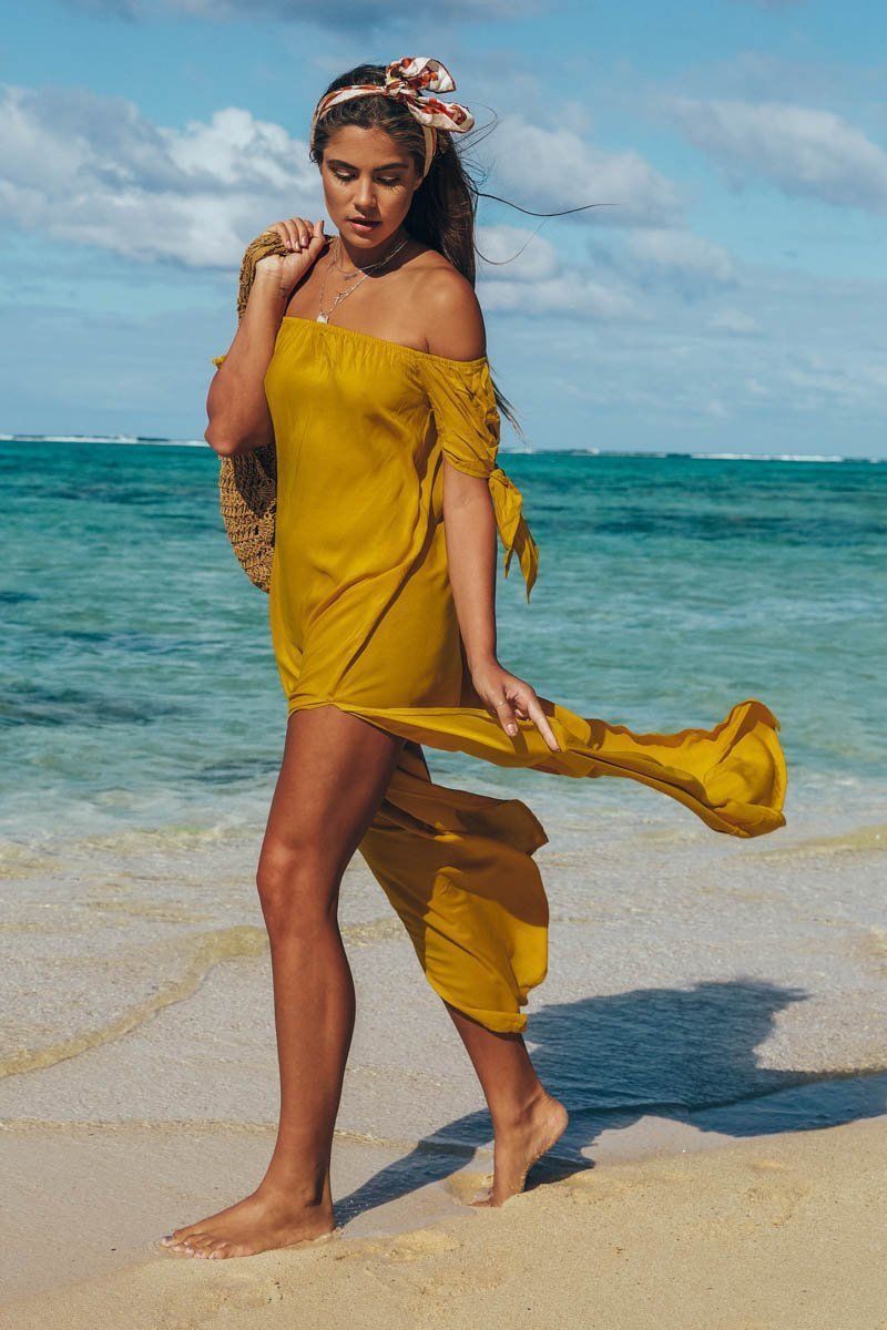 Side Slit   Beach Dress With Collar