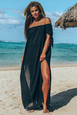 Side Slit   Beach Dress With Collar