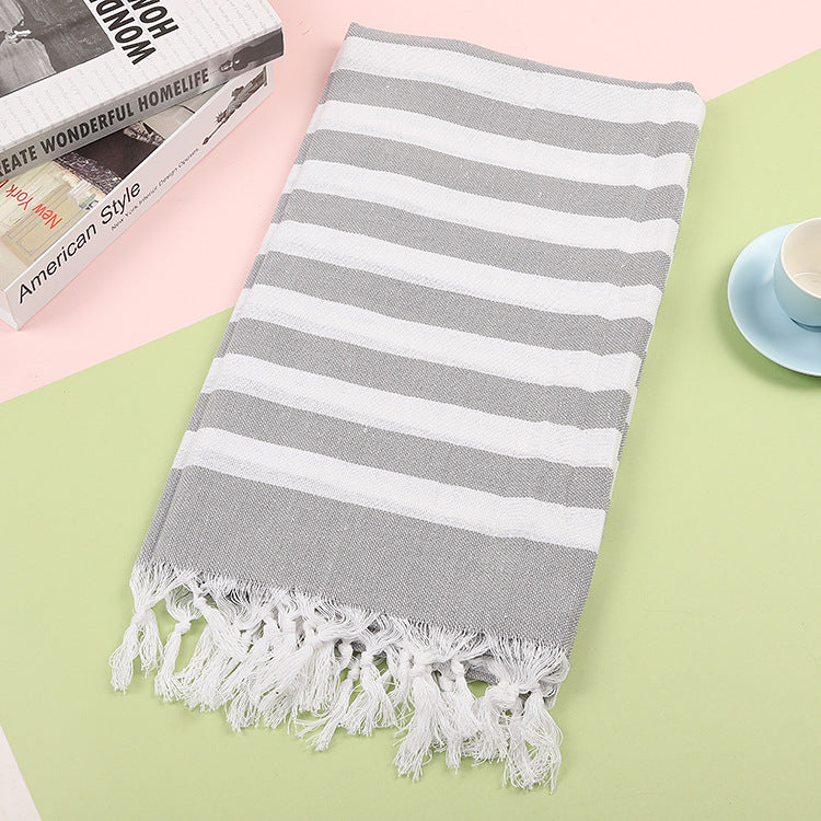 Tassel stripe beach cotton children towel