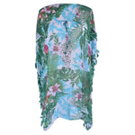 Chiffon Green Bird Printed Beach Cover-up Tassel Vacation Sun Protection Bikini Blouse