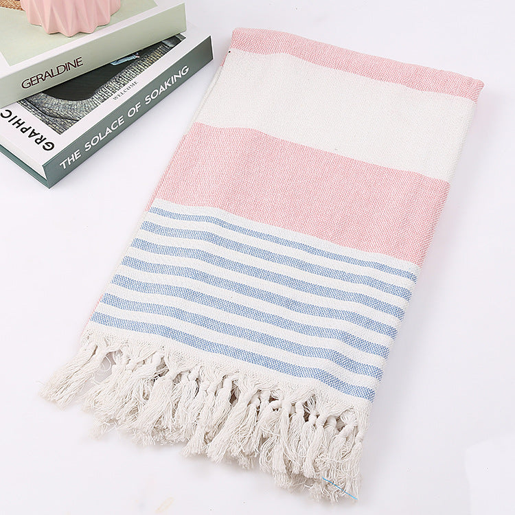 Tassel stripe beach cotton children towel