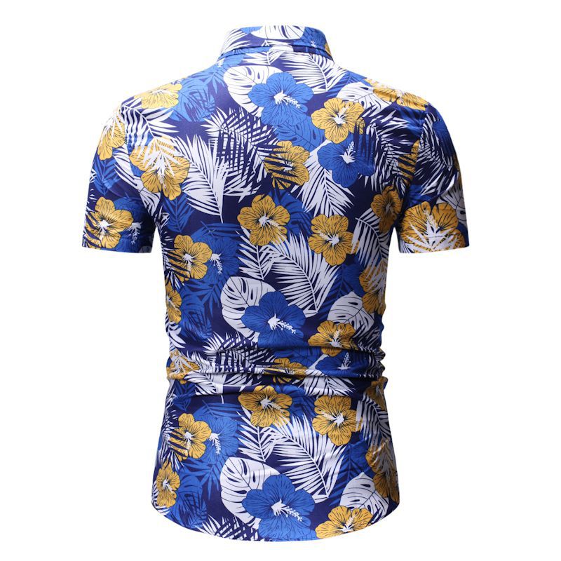 Summer Beach Short-sleeved Floral Shirt