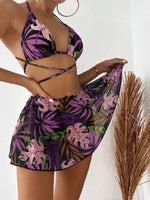 Leaf Print Bikini Women's Three-piece Two-piece Swimsuit