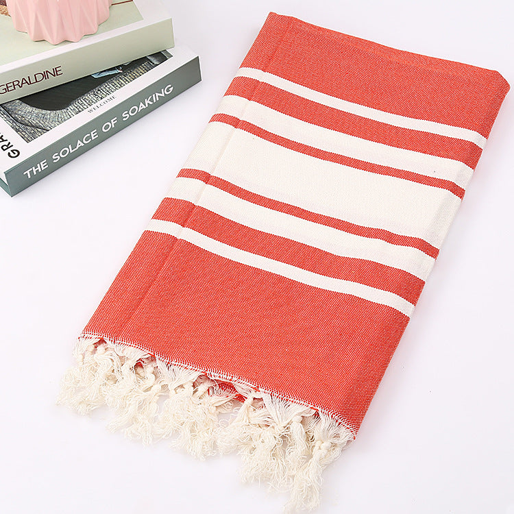 Tassel stripe beach cotton children towel