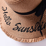 Beach beach big hat embroidered letters raw edge