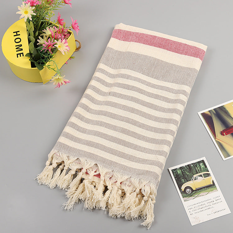 Tassel stripe beach cotton children towel