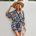 Women's Printed V-Neck Loose Casual Resort Jumpsuit