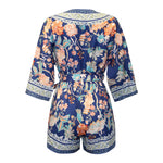 Printed V-Neck  Sleeve Loose Casual Resort Jumpsuit