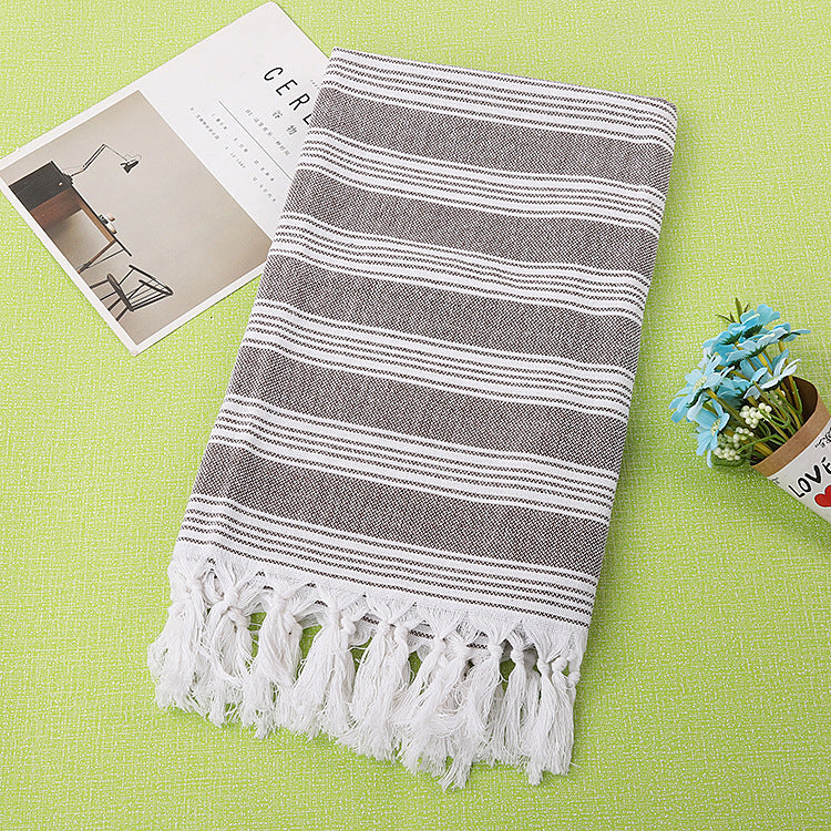 Tassel stripe beach cotton children towel