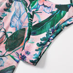 Split Mesh Three-piece Leafy Bikini