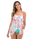 Butterfly And Flowers Split High Waist 3 Piece Swimsuit