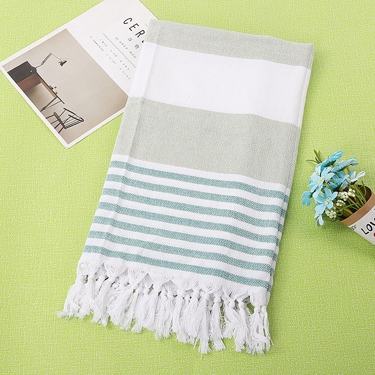 Tassel stripe beach cotton children towel