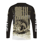 Black Bass Scales American Flag Long Sleeve  Performance Shirt - Made in the USA